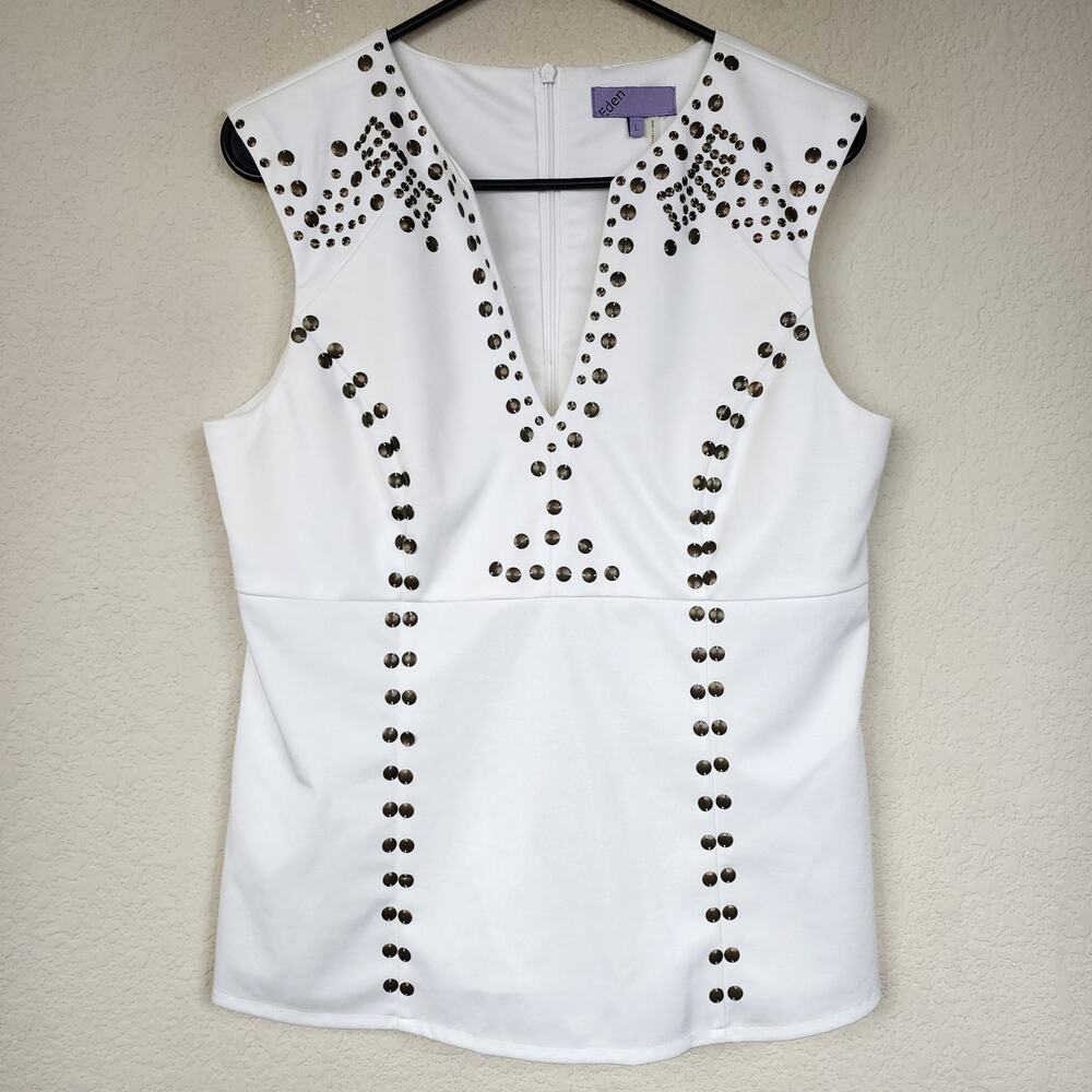Eden Large White Studded Tank Top Blouse